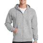 Port & Company Mens Core Pill Resistant Fleece Full Zip Hooded Sweatshirt Hoodie - Ash Grey
