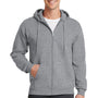 Port & Company Mens Core Pill Resistant Fleece Full Zip Hooded Sweatshirt Hoodie - Heather Grey