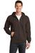Port & Company PC78ZH Mens Core Fleece Full Zip Hooded Sweatshirt Hoodie Chocolate Brown Front