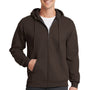 Port & Company Mens Core Pill Resistant Fleece Full Zip Hooded Sweatshirt Hoodie - Dark Chocolate Brown