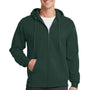 Port & Company Mens Core Pill Resistant Fleece Full Zip Hooded Sweatshirt Hoodie - Dark Green