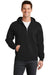 Port & Company PC78ZH Mens Core Fleece Full Zip Hooded Sweatshirt Hoodie Black Front