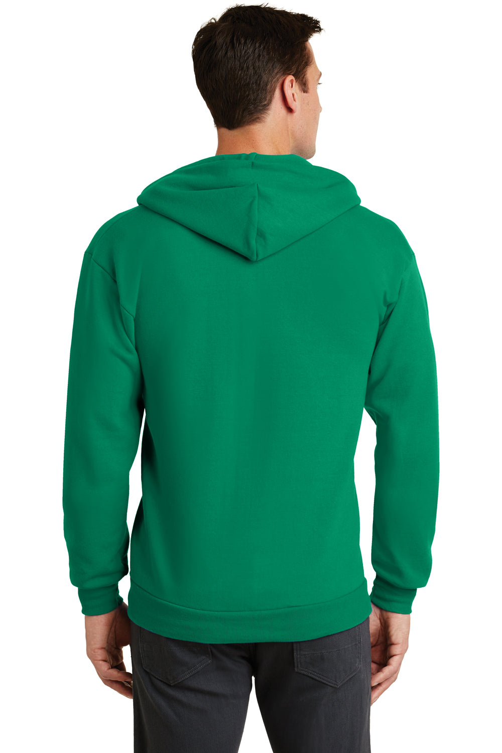 Port & Company PC78ZH Mens Core Fleece Full Zip Hooded Sweatshirt Hoodie Kelly Green Back