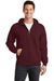 Port & Company PC78ZH Mens Core Fleece Full Zip Hooded Sweatshirt Hoodie Maroon Front