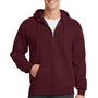 Port & Company Mens Core Pill Resistant Fleece Full Zip Hooded Sweatshirt Hoodie - Maroon