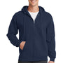 Port & Company Mens Core Pill Resistant Fleece Full Zip Hooded Sweatshirt Hoodie - Navy Blue