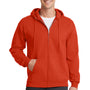 Port & Company Mens Core Pill Resistant Fleece Full Zip Hooded Sweatshirt Hoodie - Orange