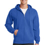Port & Company Mens Core Pill Resistant Fleece Full Zip Hooded Sweatshirt Hoodie - Royal Blue