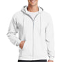 Port & Company Mens Core Pill Resistant Fleece Full Zip Hooded Sweatshirt Hoodie - White