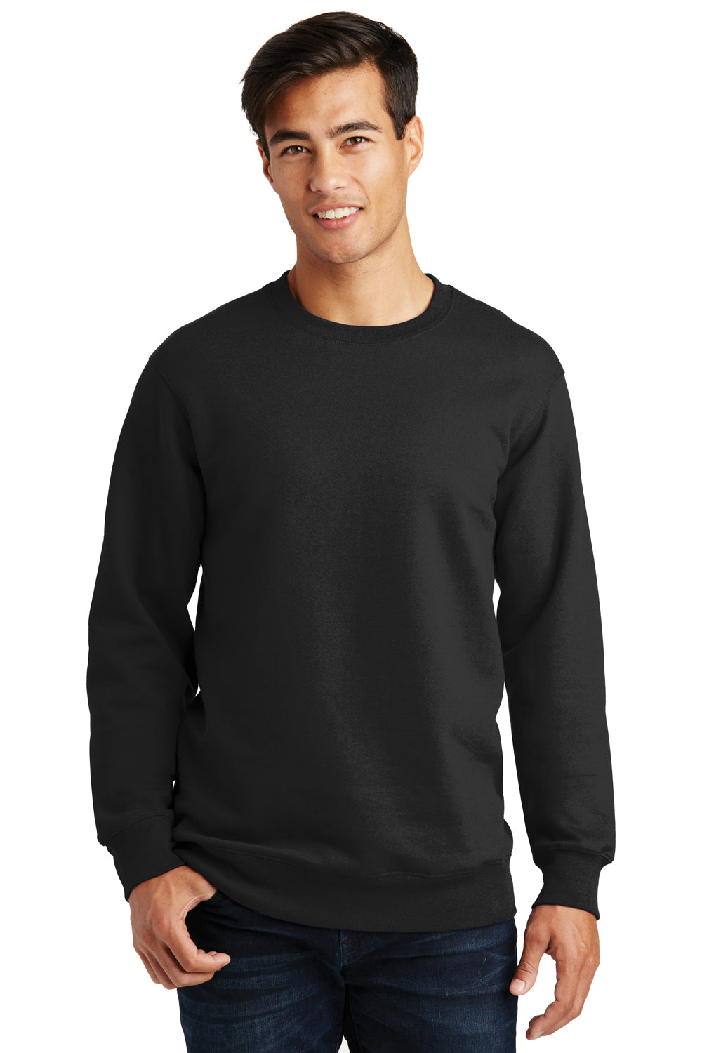 Port & Company PC850 Mens Fan Favorite Fleece Crewneck Sweatshirt Black Front