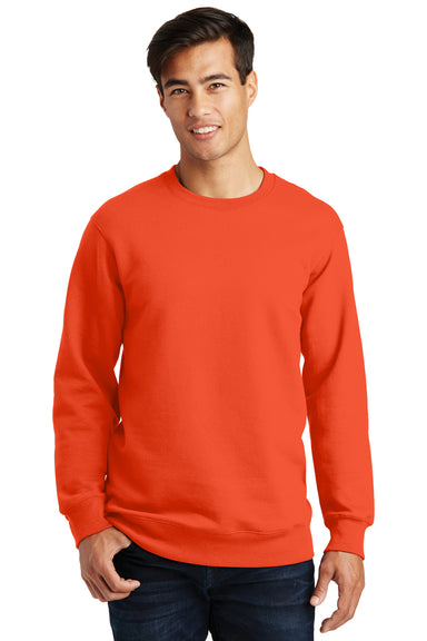 Port & Company PC850 Mens Fan Favorite Fleece Crewneck Sweatshirt Orange Front