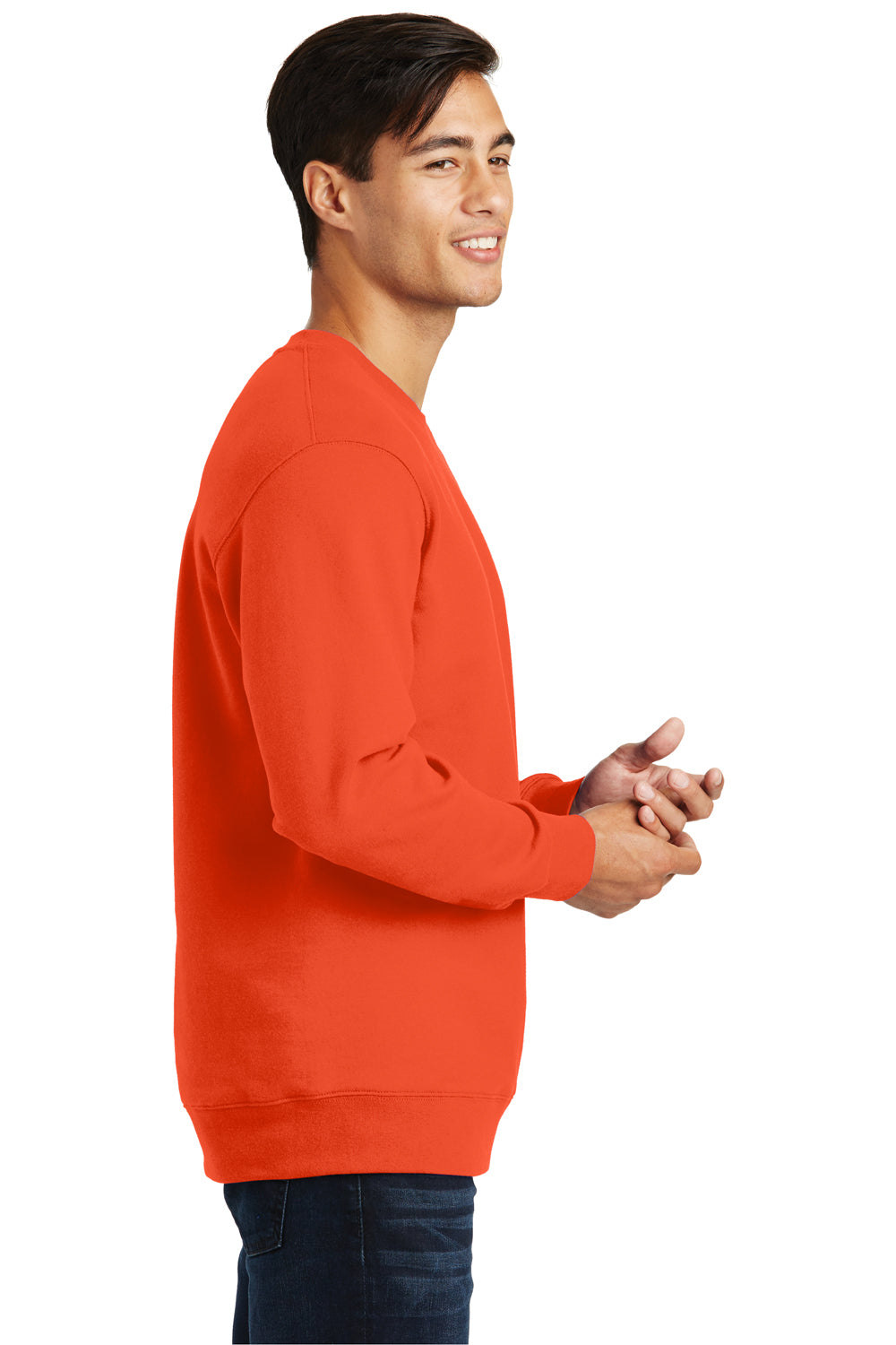 Port & Company PC850 Mens Fan Favorite Fleece Crewneck Sweatshirt Orange Side