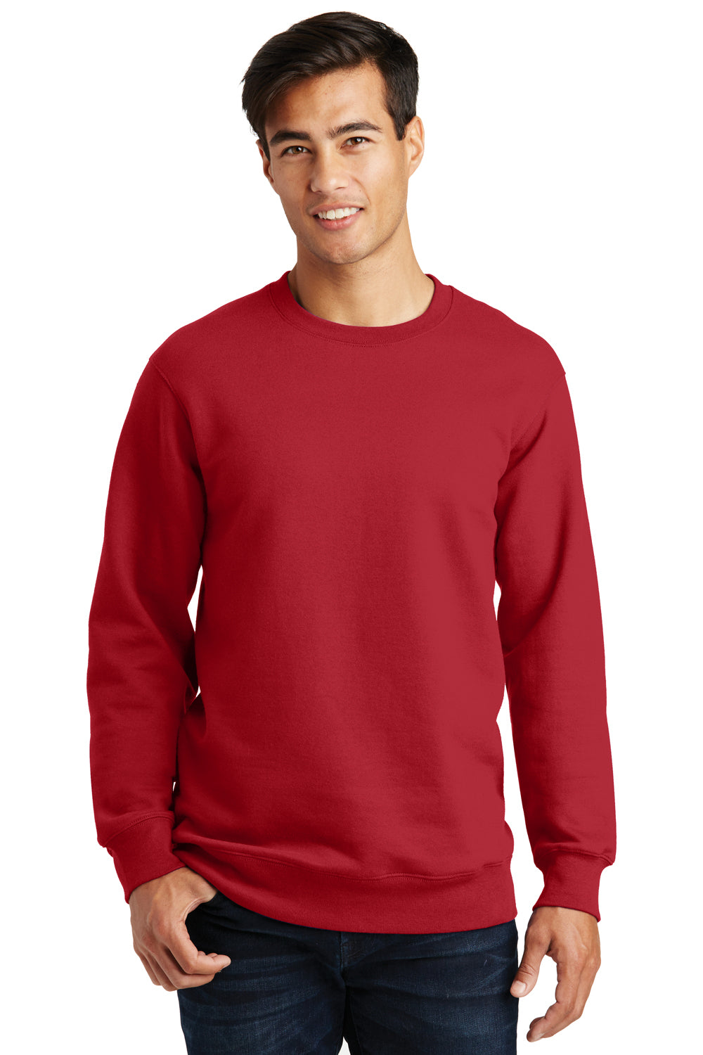 Port & Company PC850 Mens Fan Favorite Fleece Crewneck Sweatshirt Cardinal Red Front