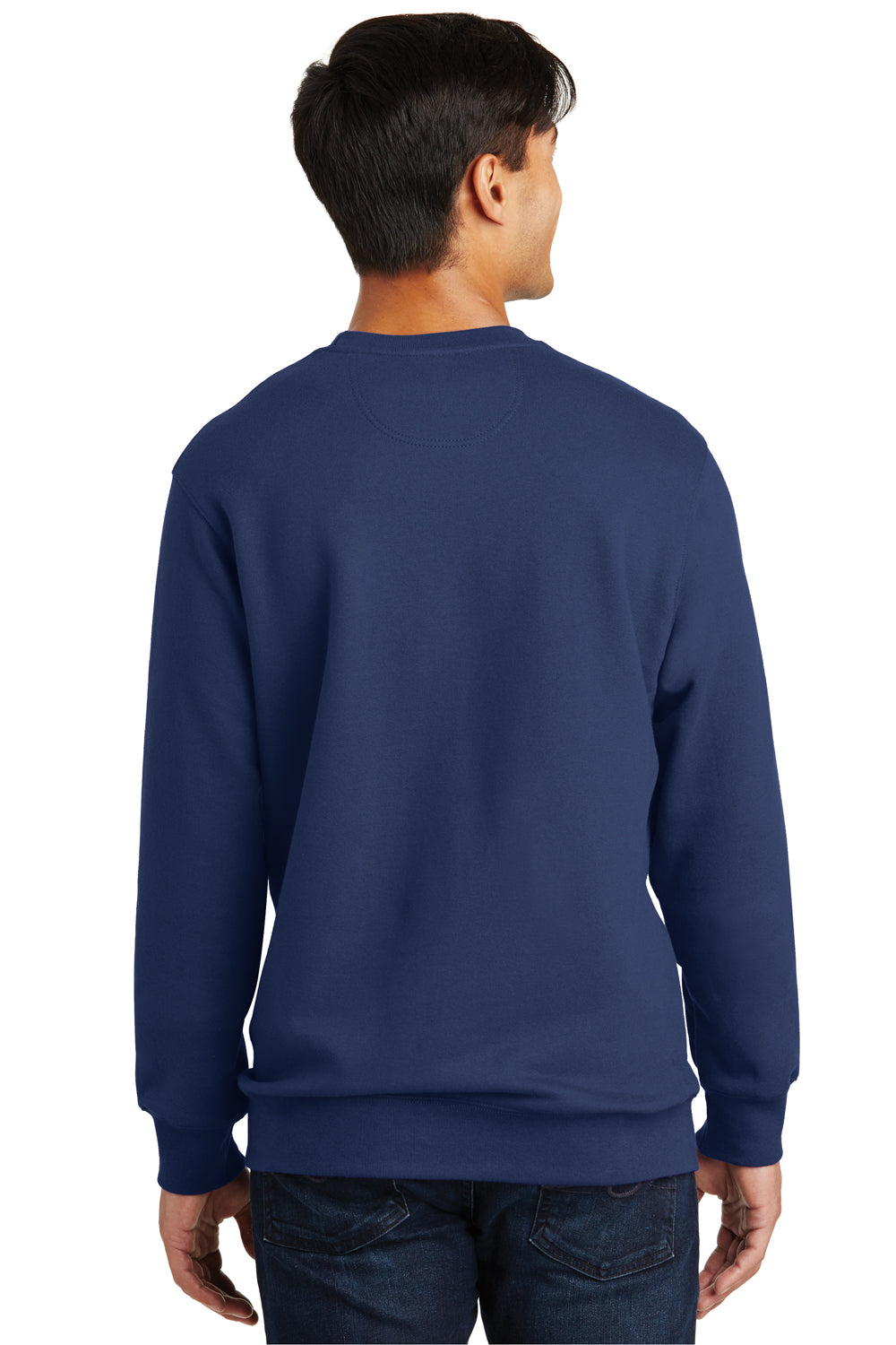 Port & Company PC850 Mens Fan Favorite Fleece Crewneck Sweatshirt Navy Blue Back