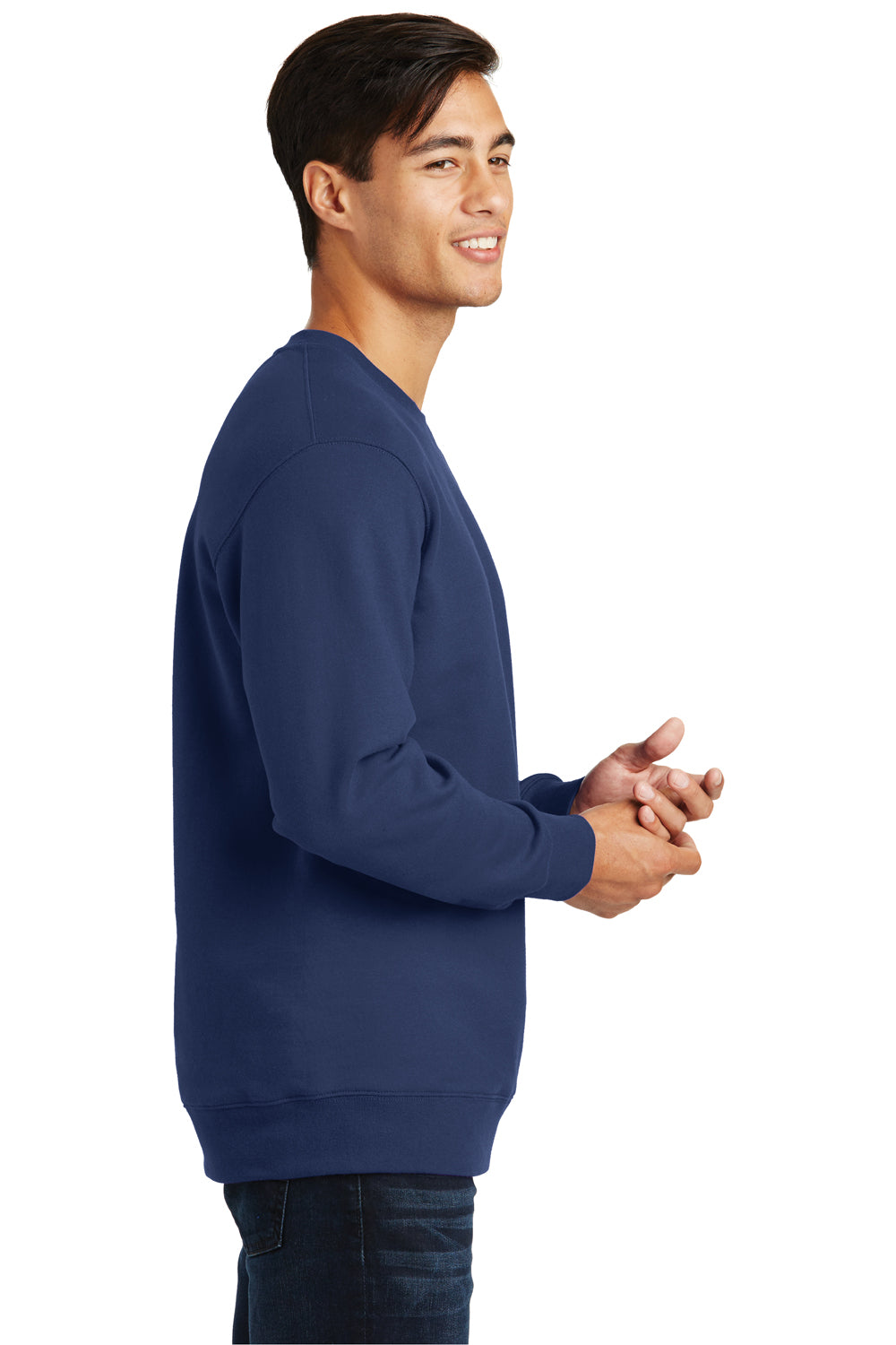 Port & Company PC850 Mens Fan Favorite Fleece Crewneck Sweatshirt Navy Blue Side