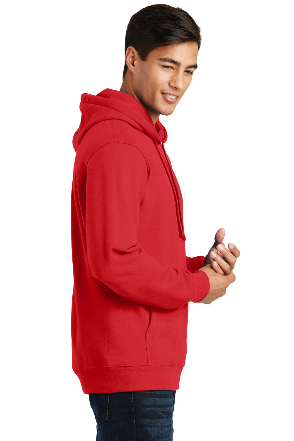 Port & Company PC850H Mens Fan Favorite Fleece Hooded Sweatshirt Hoodie Red Side