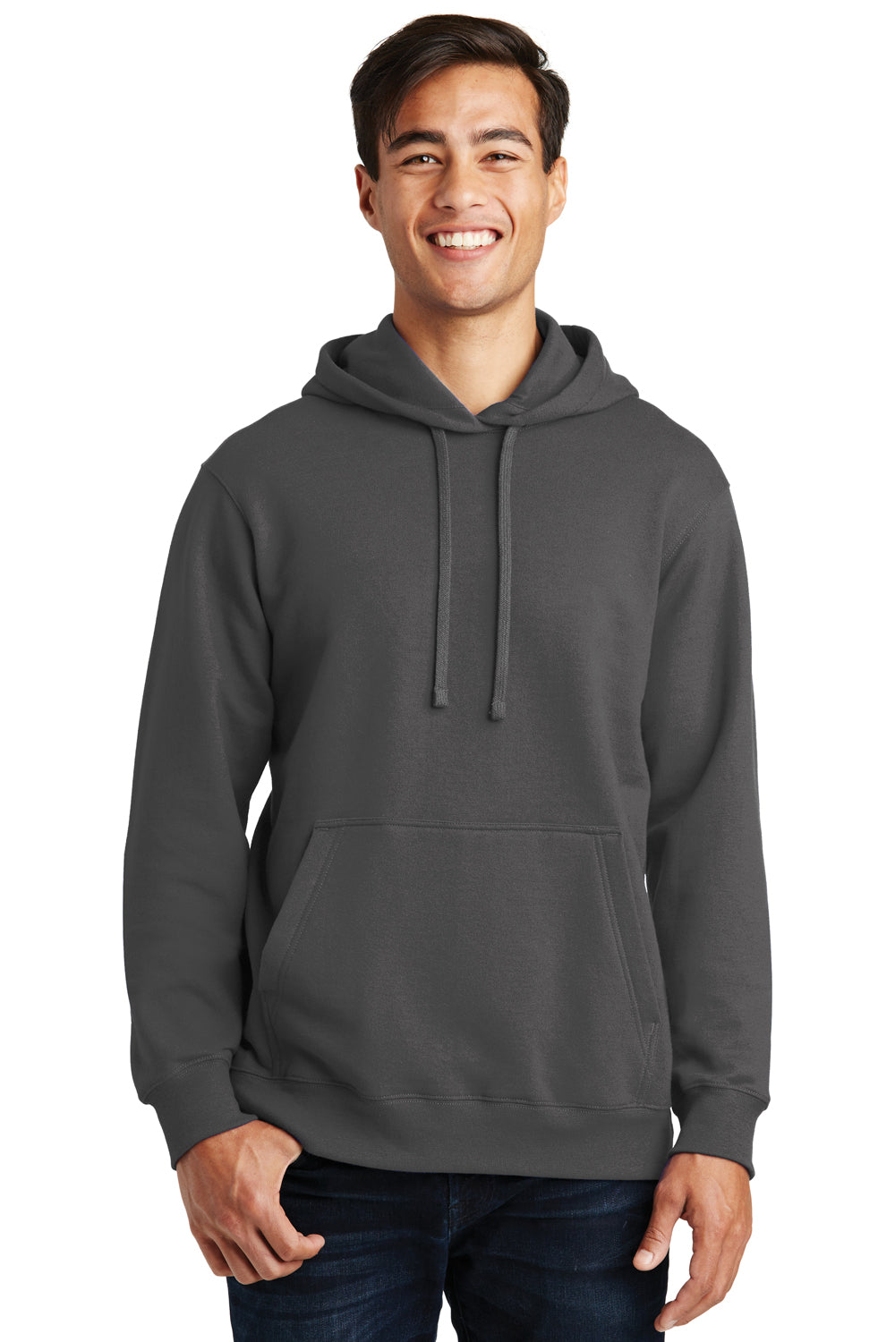 Port & Company PC850H Mens Fan Favorite Fleece Hooded Sweatshirt Hoodie Charcoal Grey Front