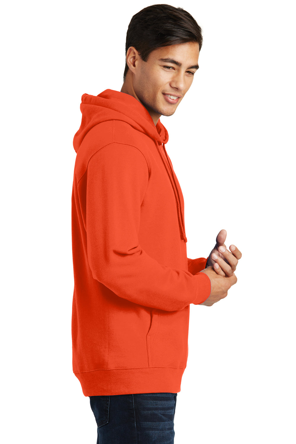 Port & Company PC850H Mens Fan Favorite Fleece Hooded Sweatshirt Hoodie Orange Side