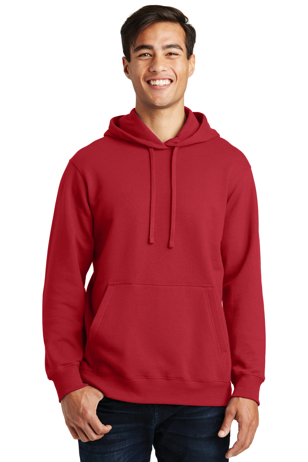 Port & Company PC850H Mens Fan Favorite Fleece Hooded Sweatshirt Hoodie Cardinal Red Front