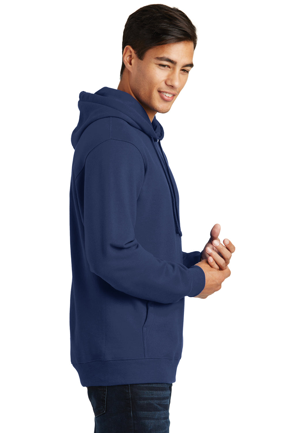 Port & Company PC850H Mens Fan Favorite Fleece Hooded Sweatshirt Hoodie Navy Blue Side