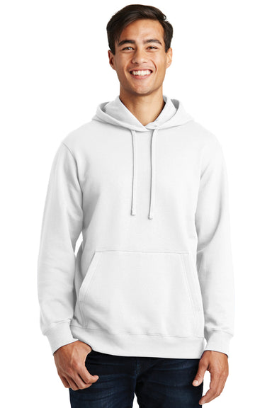 Port & Company PC850H Mens Fan Favorite Fleece Hooded Sweatshirt Hoodie White Front