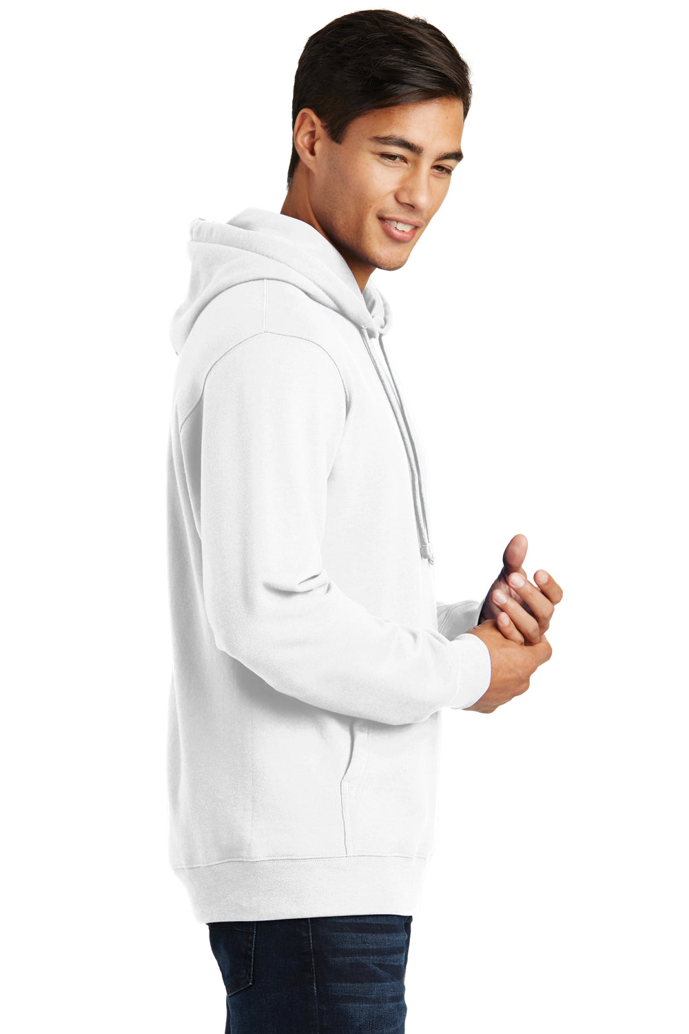 Port & Company PC850H Mens Fan Favorite Fleece Hooded Sweatshirt Hoodie White Side