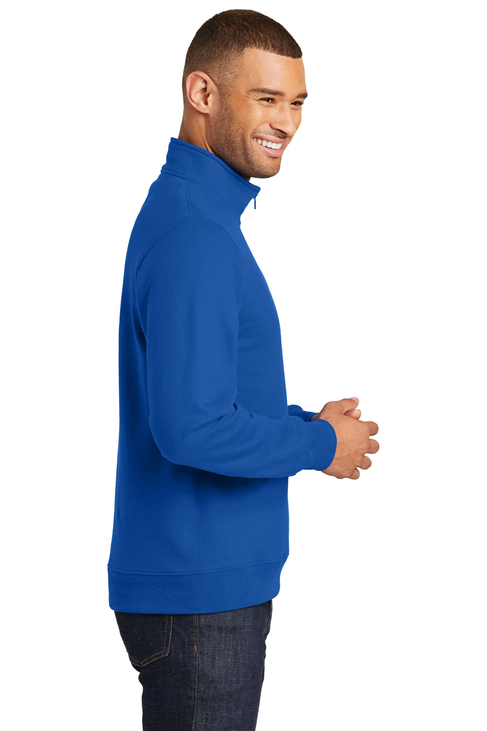Port & Company PC850Q Mens Fan Favorite Fleece 1/4 Zip Sweatshirt Royal Blue Side