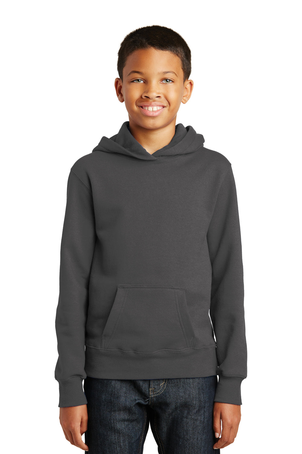 Port & Company PC850YH Youth Fan Favorite Fleece Hooded Sweatshirt Hoodie Charcoal Grey Front