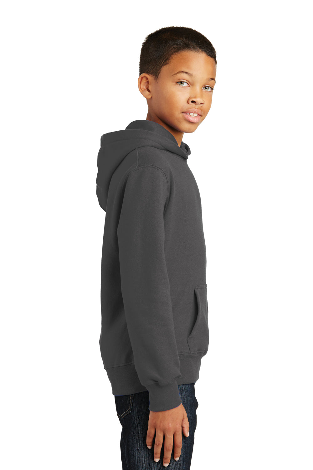 Port & Company PC850YH Youth Fan Favorite Fleece Hooded Sweatshirt Hoodie Charcoal Grey Side