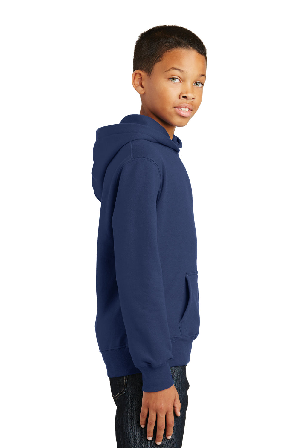 Port & Company PC850YH Youth Fan Favorite Fleece Hooded Sweatshirt Hoodie Navy Blue Side