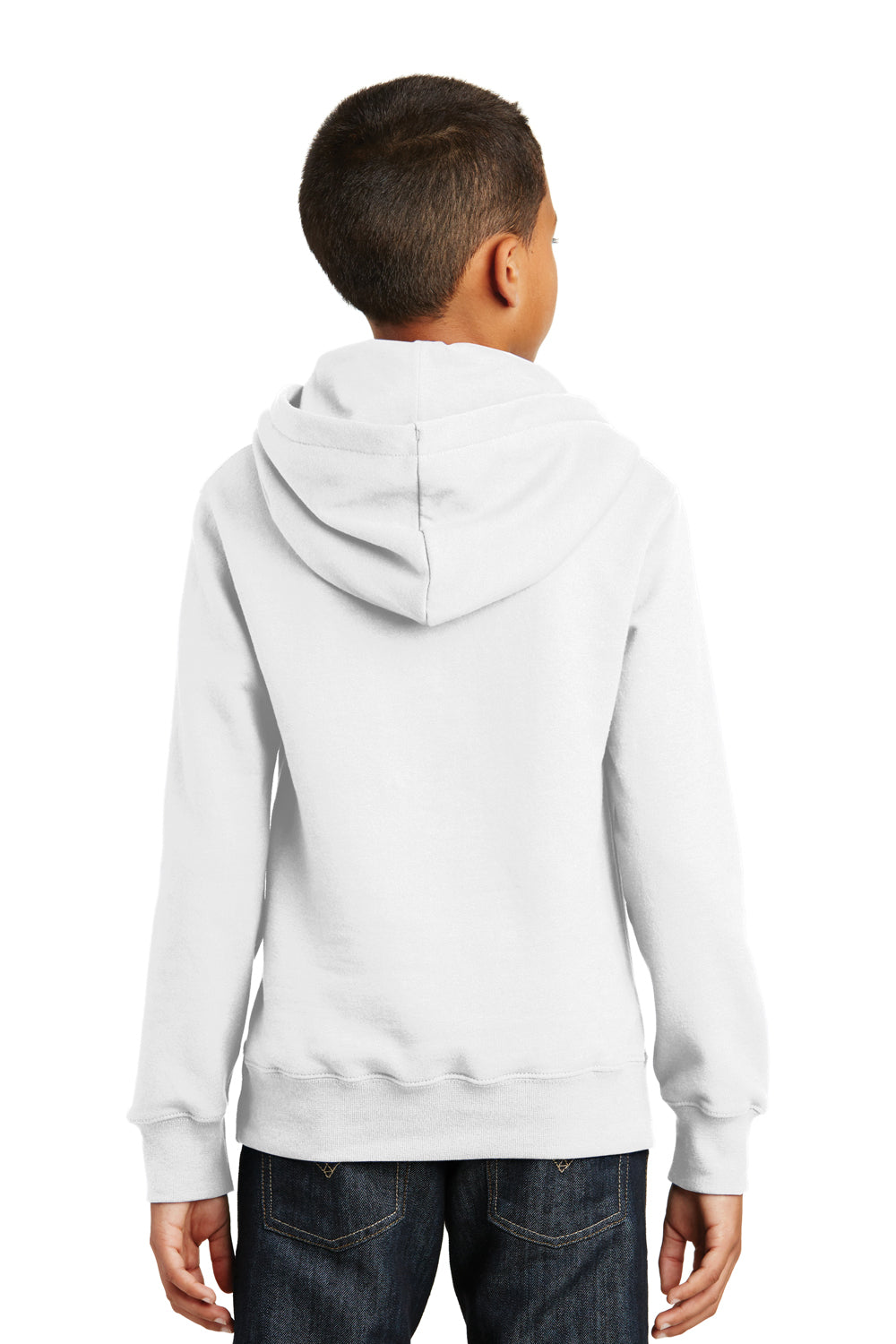 Port & Company PC850YH Youth Fan Favorite Fleece Hooded Sweatshirt Hoodie White Back