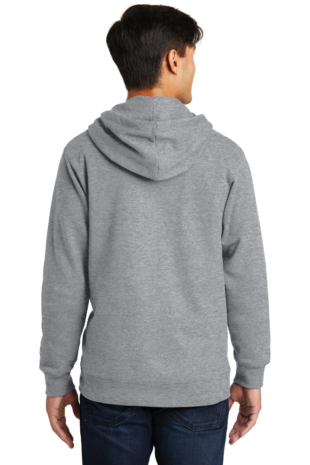 Port & Company PC850ZH Mens Fan Favorite Fleece Full Zip Hooded Sweatshirt Hoodie Heather Grey Back