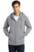 Port & Company PC850ZH Mens Fan Favorite Fleece Full Zip Hooded Sweatshirt Hoodie Heather Grey Front