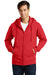 Port & Company PC850ZH Mens Fan Favorite Fleece Full Zip Hooded Sweatshirt Hoodie Red Front