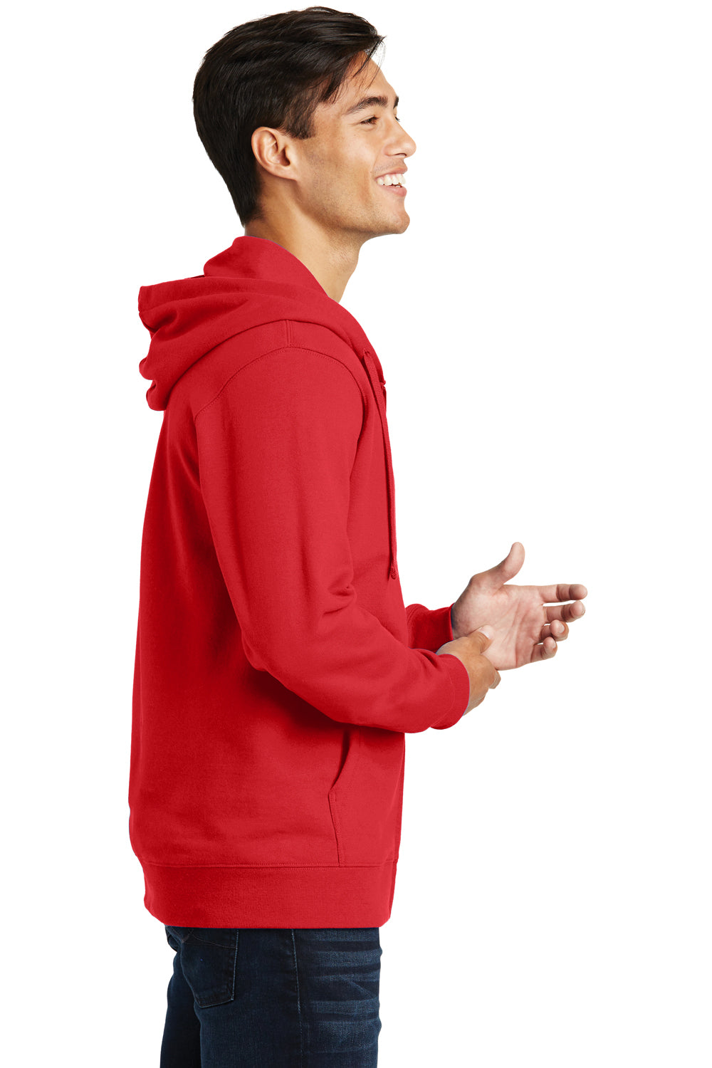 Port & Company PC850ZH Mens Fan Favorite Fleece Full Zip Hooded Sweatshirt Hoodie Red Side