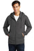 Port & Company PC850ZH Mens Fan Favorite Fleece Full Zip Hooded Sweatshirt Hoodie Charcoal Grey Front