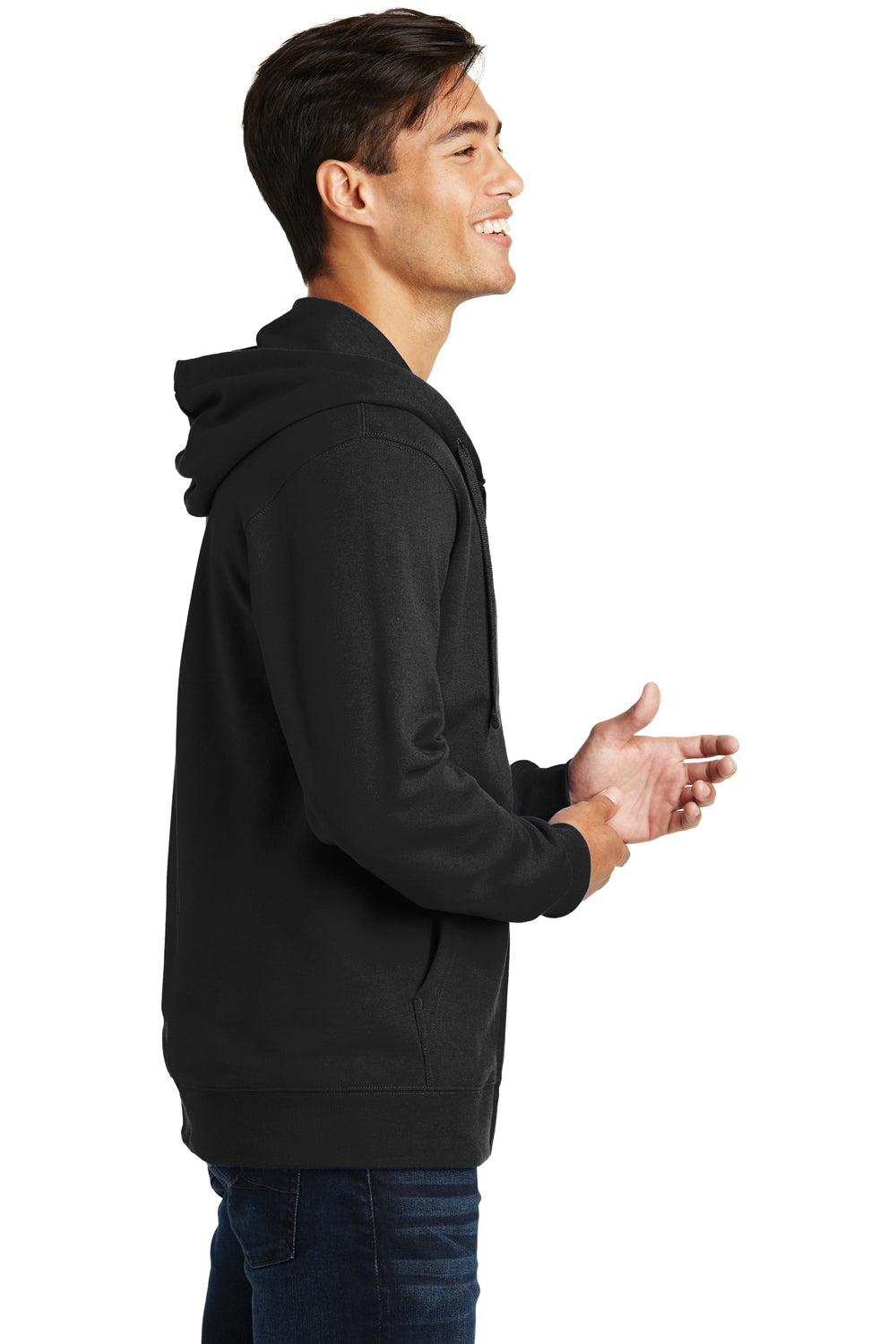 Port & Company PC850ZH Mens Fan Favorite Fleece Full Zip Hooded Sweatshirt Hoodie Black Side