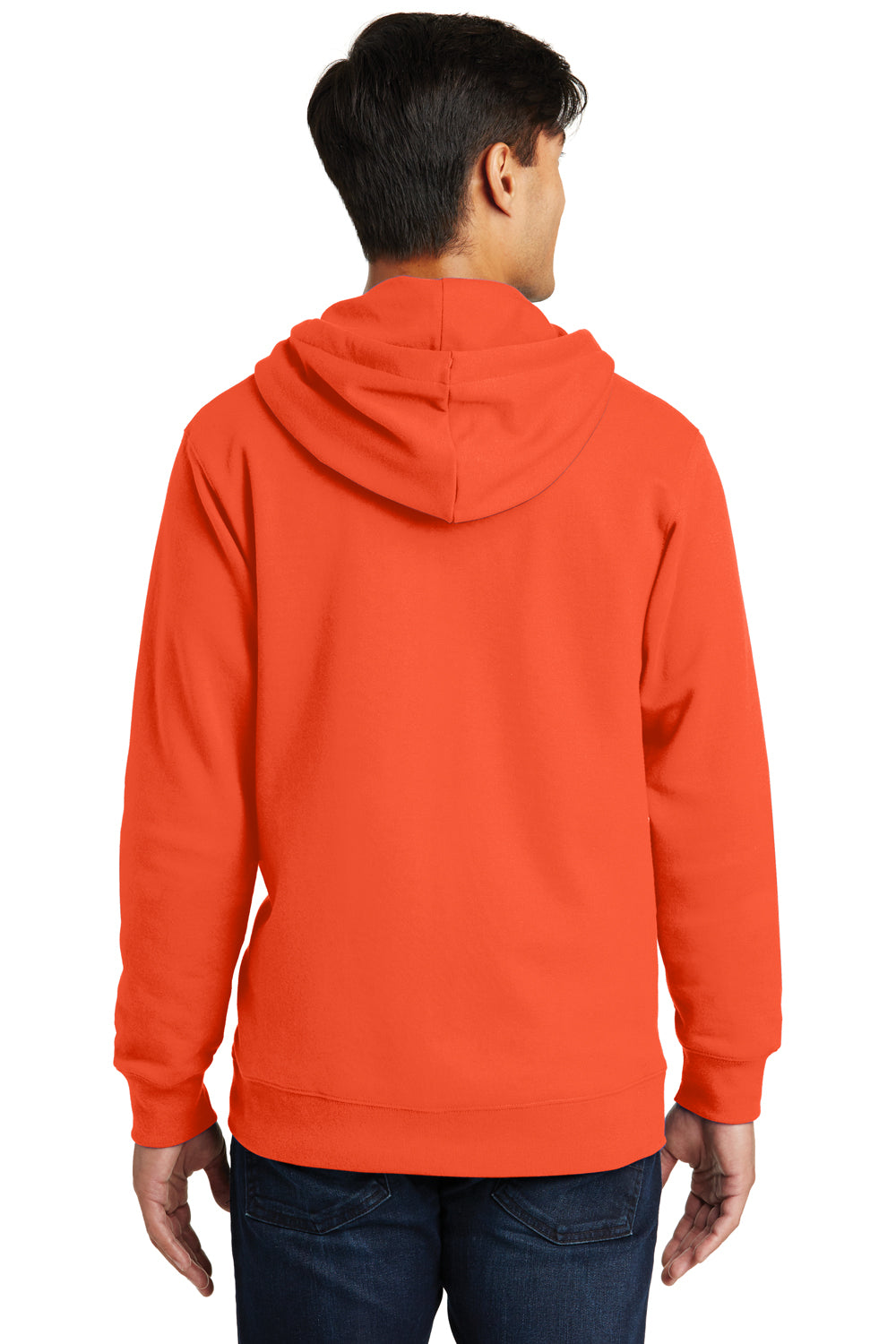 Port & Company PC850ZH Mens Fan Favorite Fleece Full Zip Hooded Sweatshirt Hoodie Orange Back