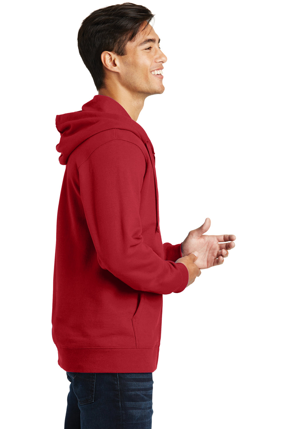 Port & Company PC850ZH Mens Fan Favorite Fleece Full Zip Hooded Sweatshirt Hoodie Cardinal Red Side