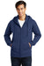 Port & Company PC850ZH Mens Fan Favorite Fleece Full Zip Hooded Sweatshirt Hoodie Navy Blue Front