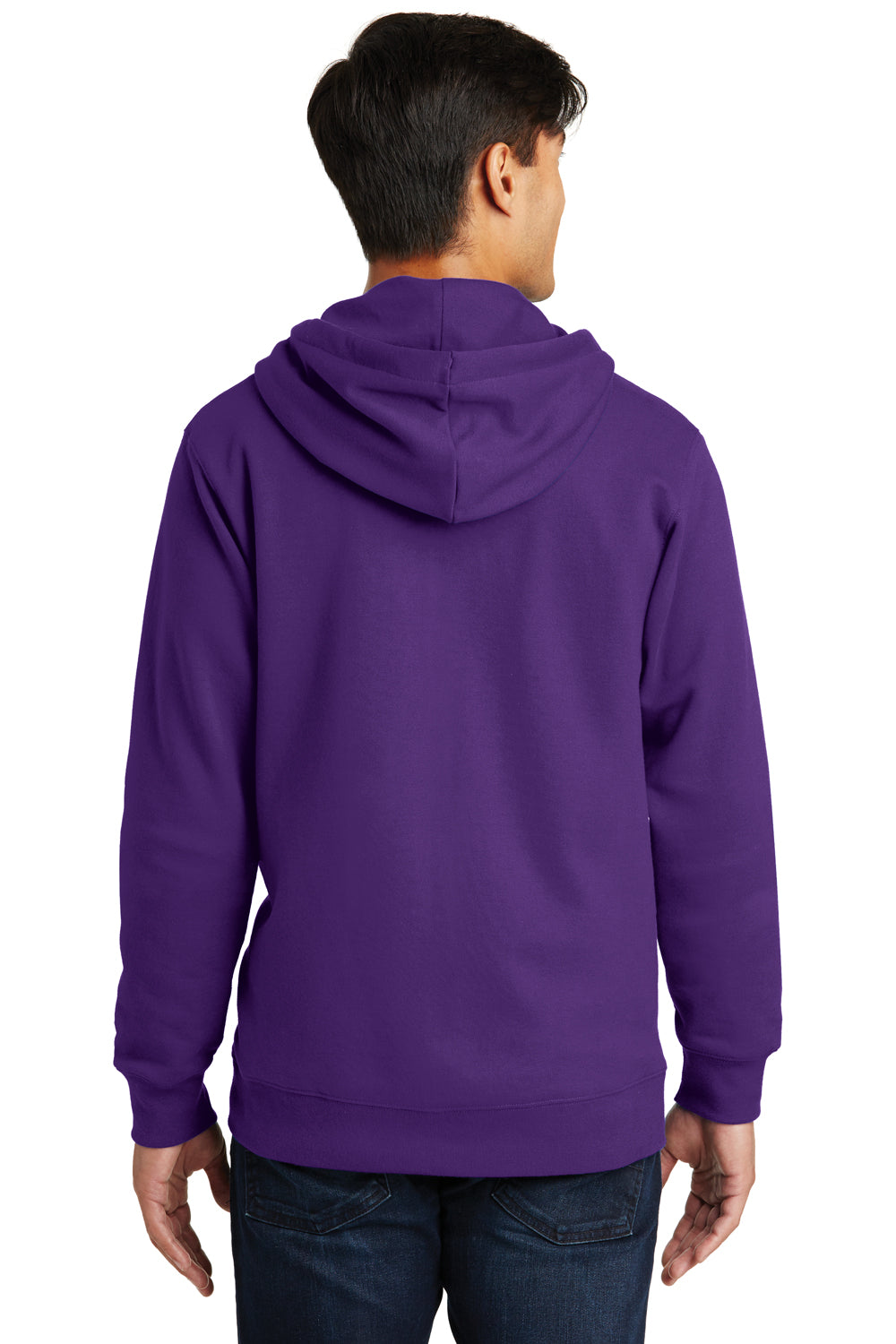Port & Company PC850ZH Mens Fan Favorite Fleece Full Zip Hooded Sweatshirt Hoodie Purple Back