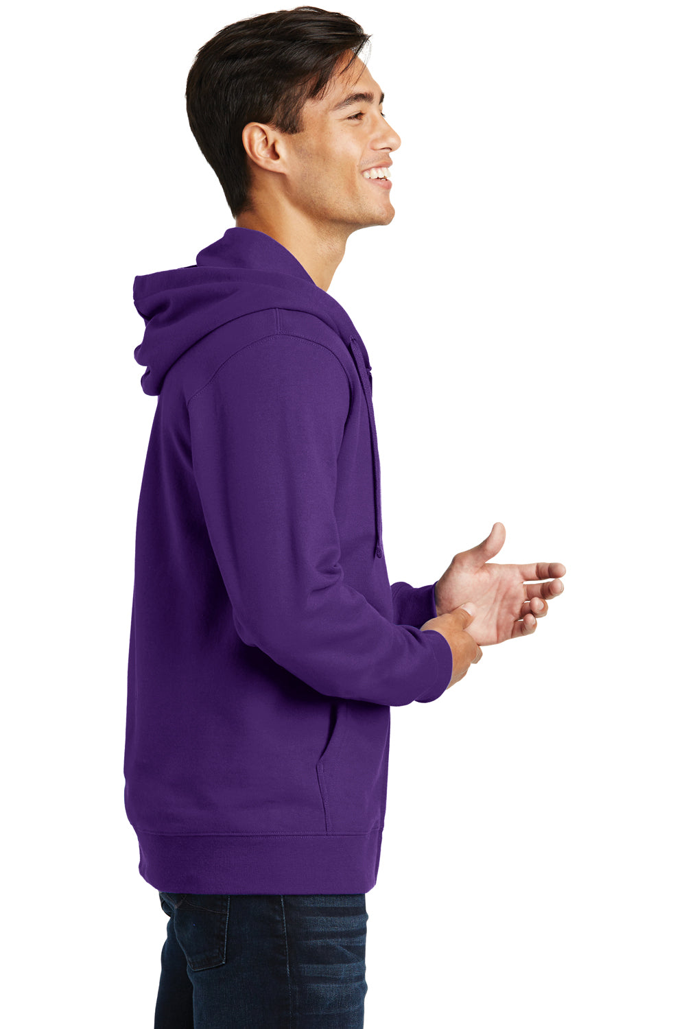 Port & Company PC850ZH Mens Fan Favorite Fleece Full Zip Hooded Sweatshirt Hoodie Purple Side