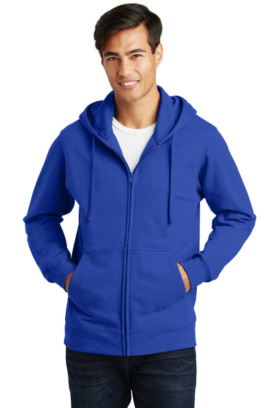 Port & Company PC850ZH Mens Fan Favorite Fleece Full Zip Hooded Sweatshirt Hoodie Royal Blue Front