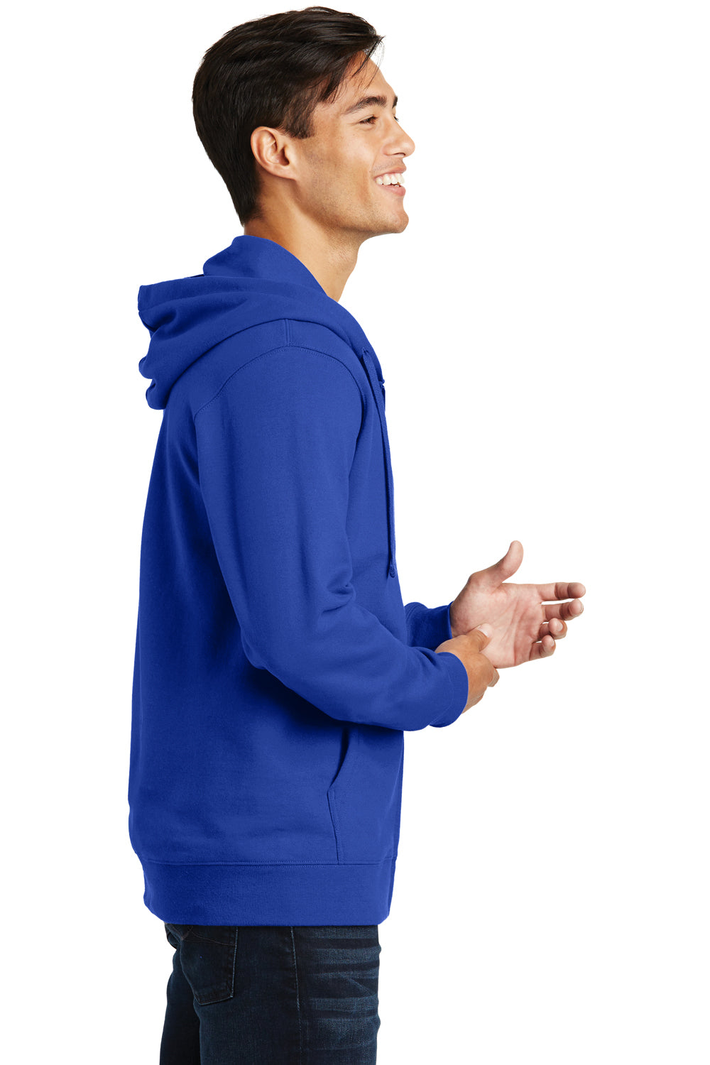 Port & Company PC850ZH Mens Fan Favorite Fleece Full Zip Hooded Sweatshirt Hoodie Royal Blue Side