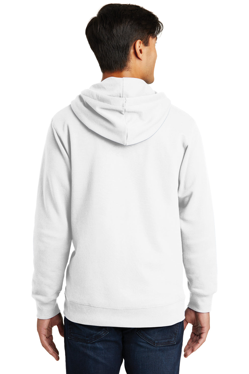 Port & Company PC850ZH Mens Fan Favorite Fleece Full Zip Hooded Sweatshirt Hoodie White Back