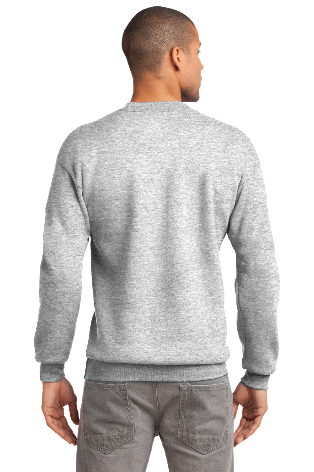 Port & Company PC90 Mens Essential Fleece Crewneck Sweatshirt Ash Grey Back