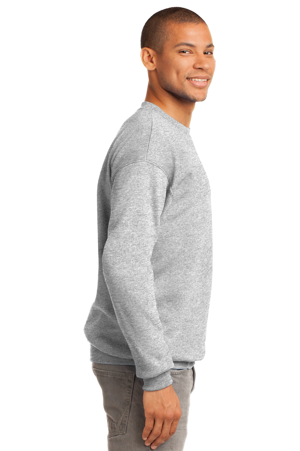 Port & Company PC90 Mens Essential Fleece Crewneck Sweatshirt Ash Grey Side