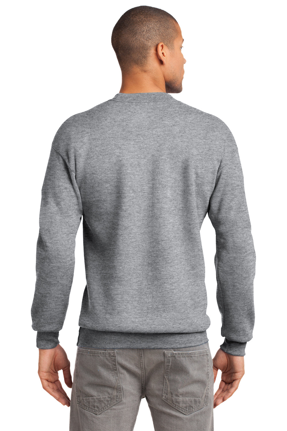 Port & Company PC90 Mens Essential Fleece Crewneck Sweatshirt Heather Grey Back
