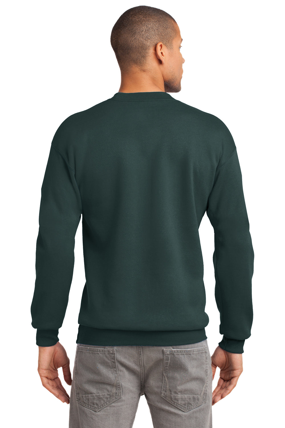Port & Company PC90 Mens Essential Fleece Crewneck Sweatshirt Dark Green Back