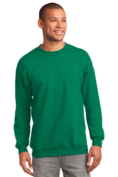 Port & Company PC90 Mens Essential Fleece Crewneck Sweatshirt Kelly Green Front